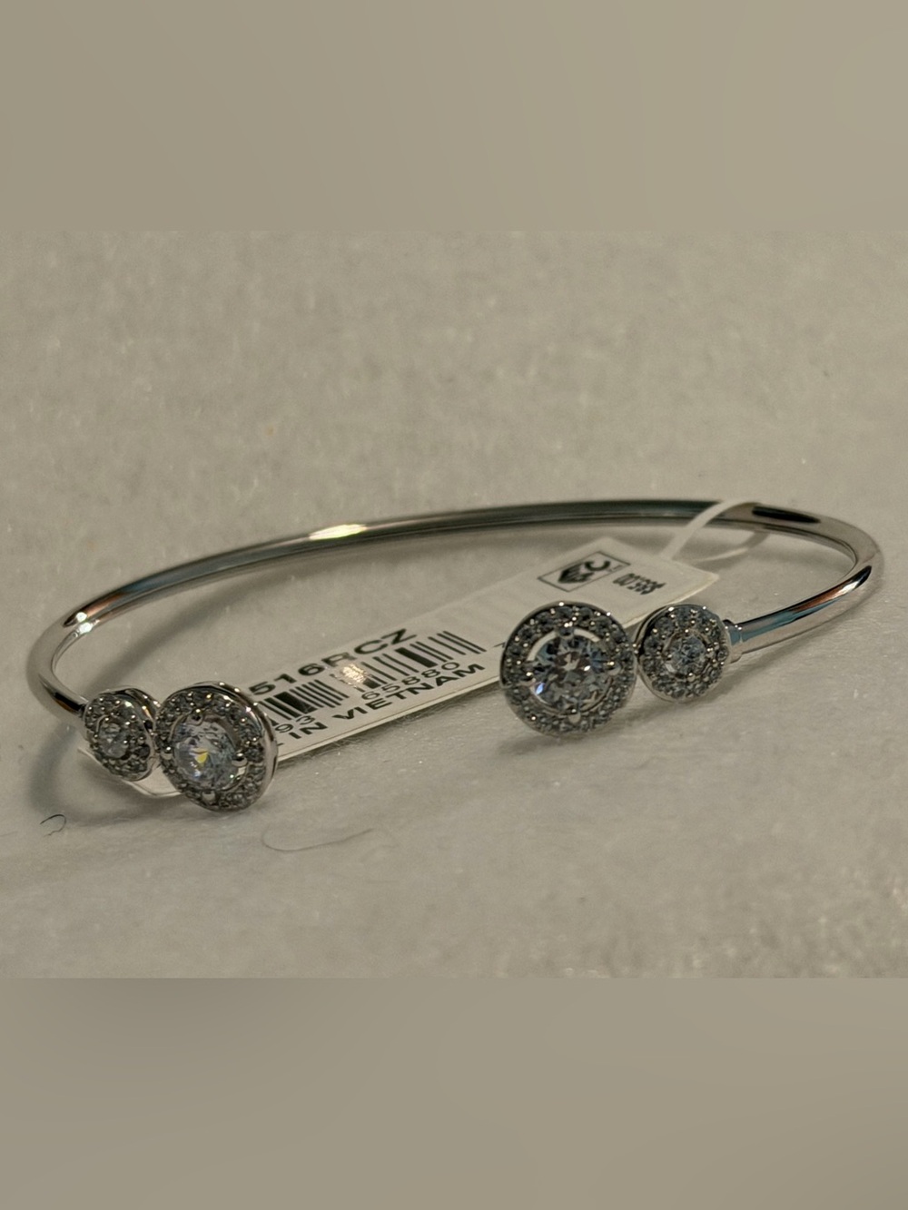 Eliot Danori Silver Halo Cuff Bracelet with White Stones
